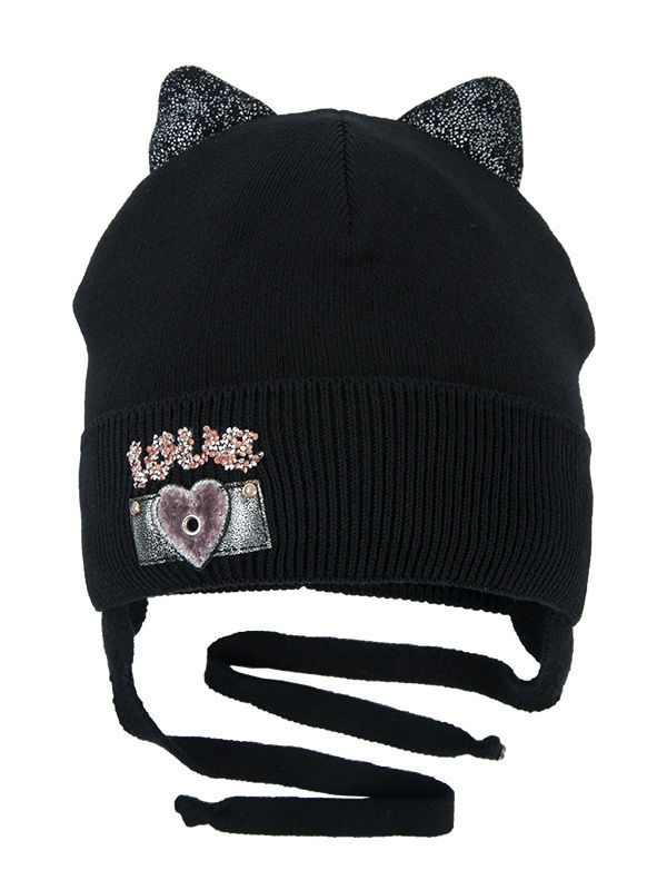 Шапка для девочки Пантера kids, Миалт черный - Шапочки на завязках