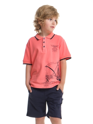 Футболка-поло для мальчиков Mini Maxi, модель 33152, цвет коралловый