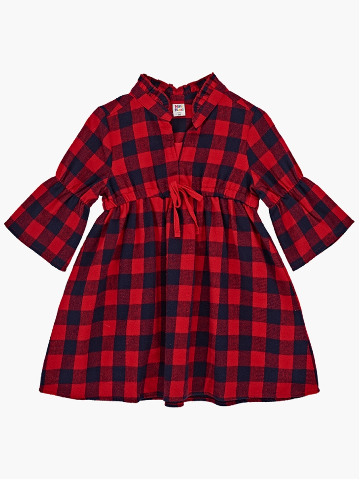 Платье для девочек Mini Maxi, модель 6268, цвет красный/синий/клетка - Платья для девочек с рукавом 3/4