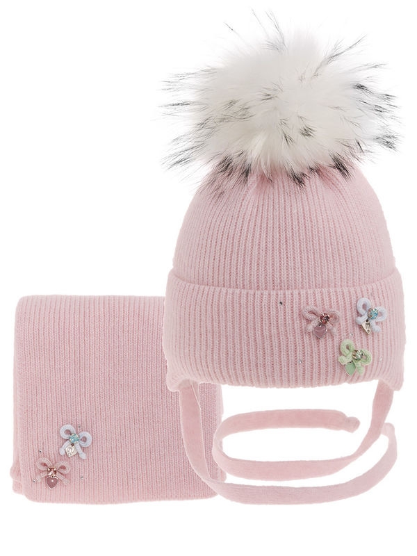 Комплект для девочки Корзиночка комплект, Миалт светло-пудровый, зима - Комплекты: шапка и шарф