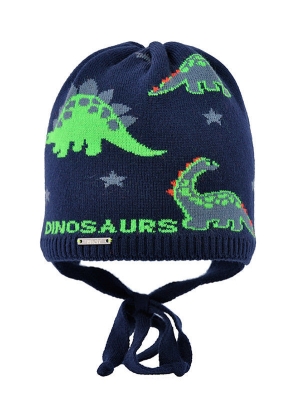 Шапка для мальчика Дино, Миалт темно-синий/серый