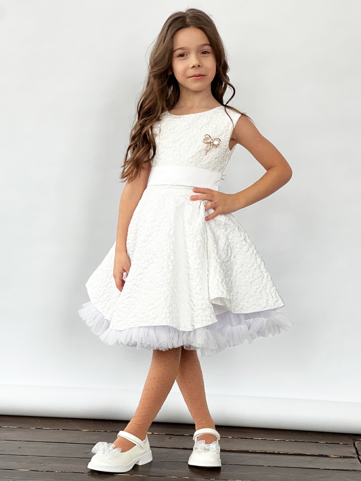 Платье для девочки праздничное БУШОН ST36, цвет белый - Платья праздничные / нарядные