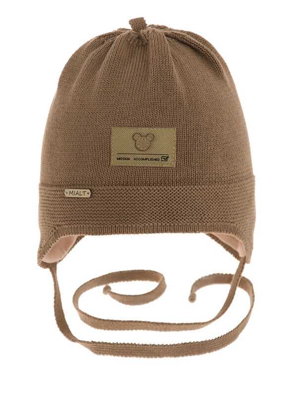 Шапка для мальчика Чебурашка, Миалт коричневый, весна-осень - Шапки весна-осень
