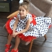 Платье для девочки нарядное БУШОН ST10, стиляги цвет белый, красный пояс, принт синий горошек