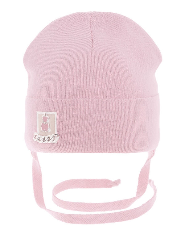Шапка для девочки Медвяна, Миалт сиренево-розовый, весна-осень - Шапочки на завязках
