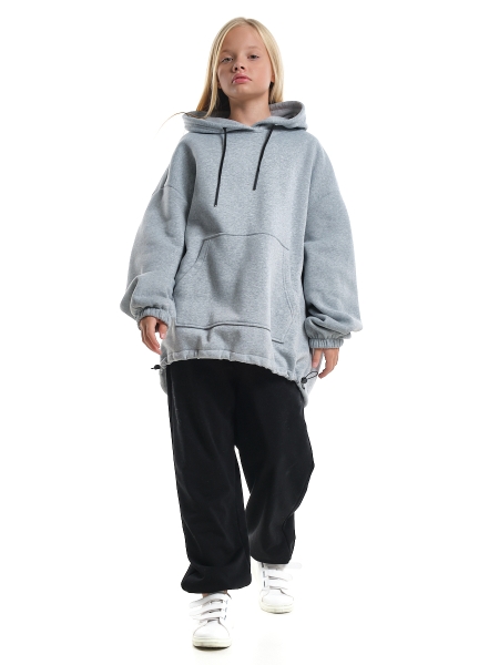 Худи для девочек Mini Maxi, модель 8042, цвет графит/меланж - Толстовки с капюшоном / худи