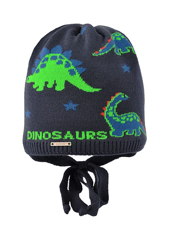 Шапка для мальчика Дино, Миалт темно-серый/ярко-синий, весна-осень - Шапки весна-осень