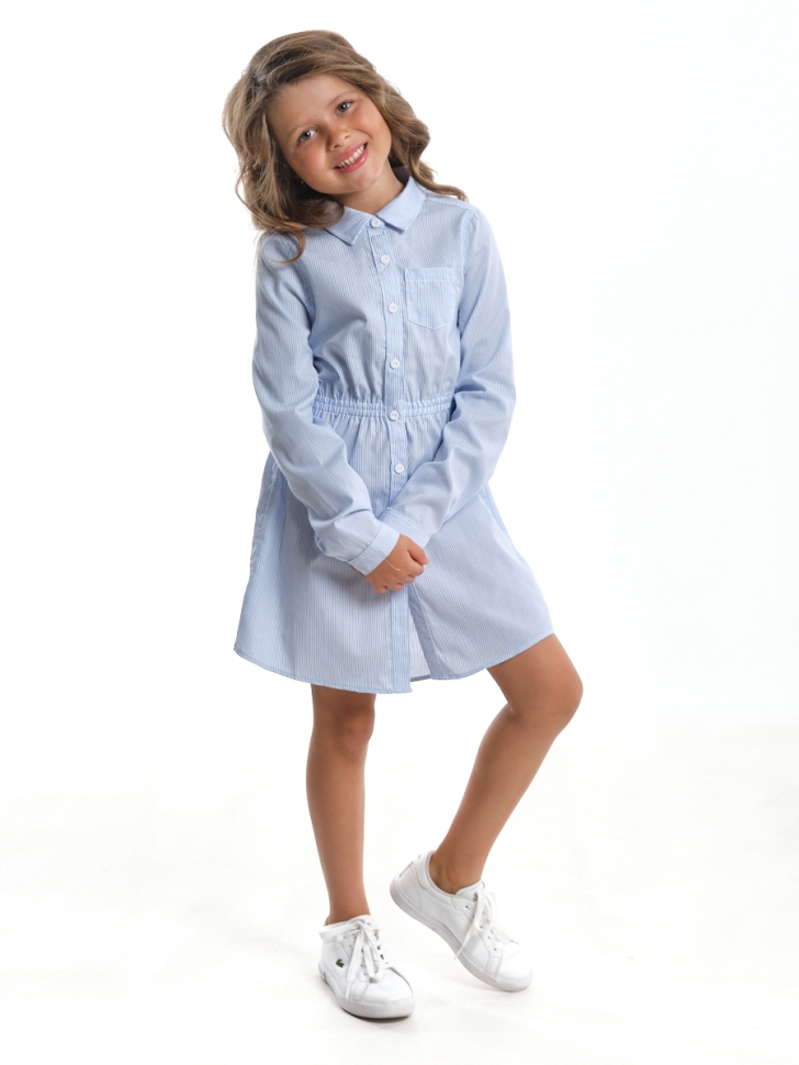 Платье для девочек Mini Maxi, модель 602, цвет голубой/мультиколор - Платья для девочек с длинным рукавом