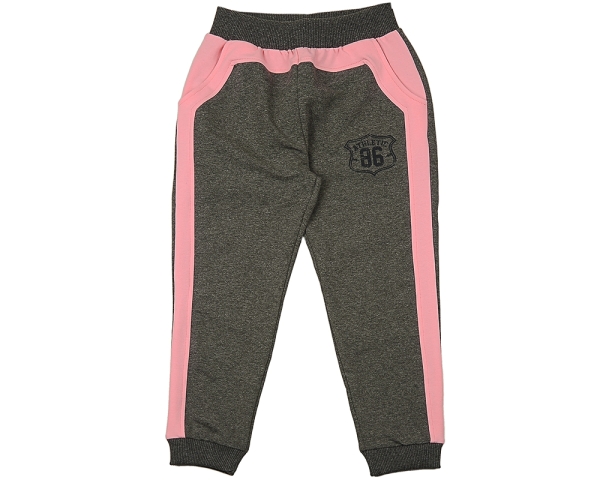 Джоггеры для девочек Fifteen, модель 3515, цвет графит/розовый - Брючки / джоггеры спортивные
