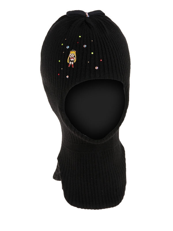 Шлем для девочки Зарина, Миалт черный, весна-осень - Шапки-шлемы осень-весна