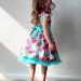 Платье для девочки нарядное БУШОН ST30, стиляги цвет бирюза/розовый пояс бирюза, принт цветы