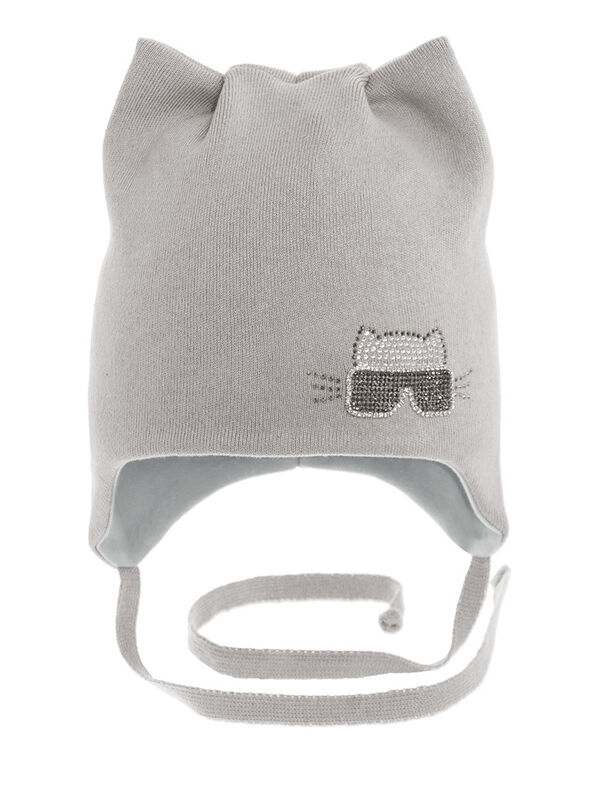 Шапка для девочки Дана, Миалт серо-бежевый, весна-осень - Шапочки на завязках