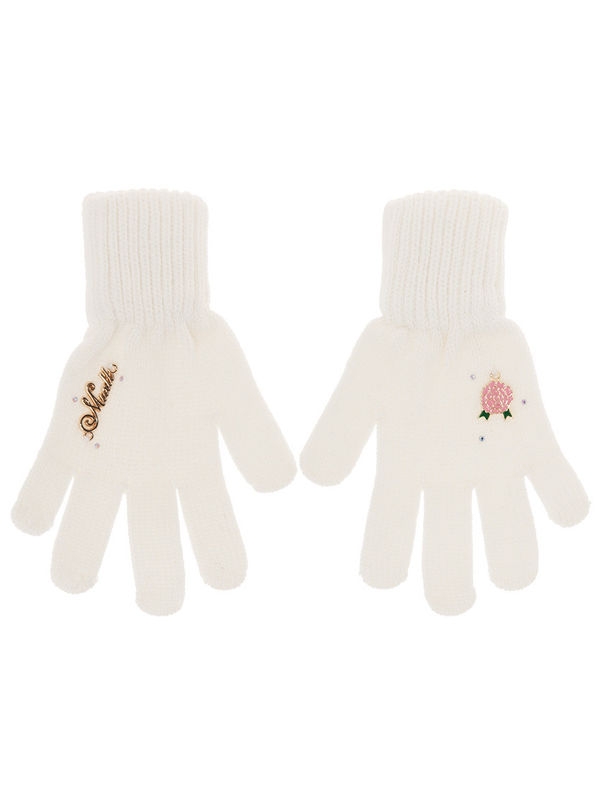 Перчатки для девочки Биология-2, Миалт белый, весна-осень - Перчатки