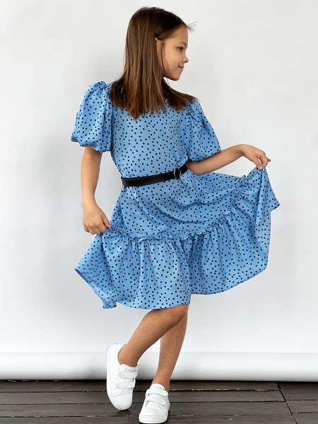 Платье для девочки нарядное БУШОН ST62, цвет голубой - Платья коктельные / вечерние