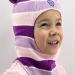 Шапка-шлем зима, скб лиловый+св.розовый+сирень помпон