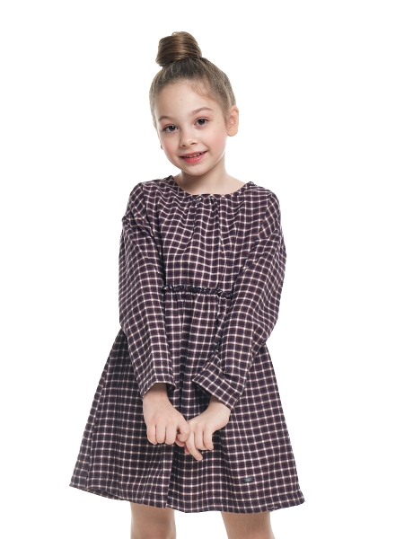 Платье для девочек Mini Maxi, модель 6820, цвет синий/бордовый/клетка - Платья для девочек с длинным рукавом