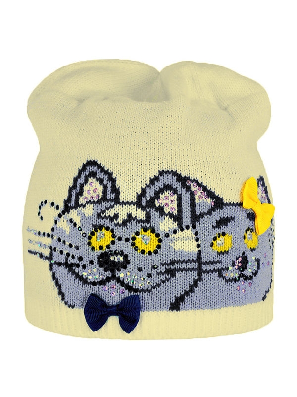 Шапка для девочки Стиляги, Миалт желтый/светло-серый, весна-осень - Для девочек весна-осень