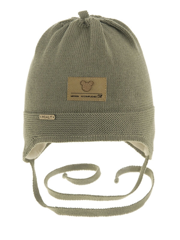 Шапка для мальчика Чебурашка, Миалт серый/хаки, весна-осень - Шапки весна-осень