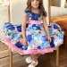 Платье для девочки нарядное БУШОН ST30, стиляги цвет розовый/голубой пояс розовый, принт цветы