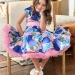 Платье для девочки нарядное БУШОН ST30, стиляги цвет розовый/голубой пояс розовый, принт цветы