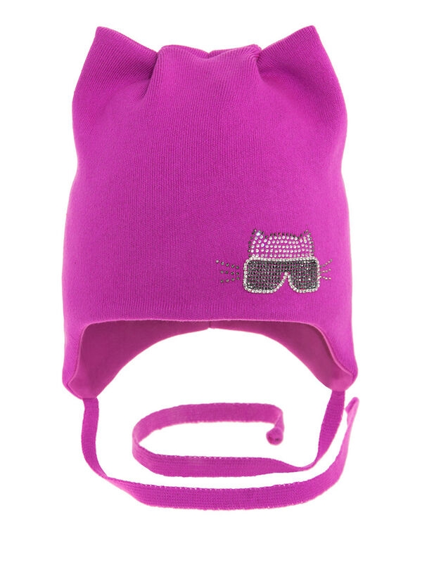 Шапка для девочки Дана, Миалт фуксия, весна-осень - Шапочки на завязках