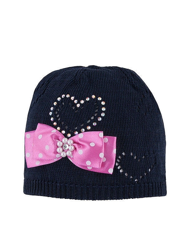 Шапка для девочки Моника, Миалт темно-синий/ярко-розовый, лето - Для девочек весна-осень