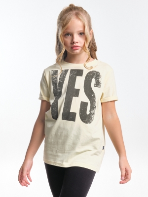 Футболка для девочек Mini Maxi, модель 0730, цвет бежевый/хаки