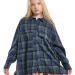 Рубашка для девочек Mini Maxi, модель 8081, цвет зеленый/клетка