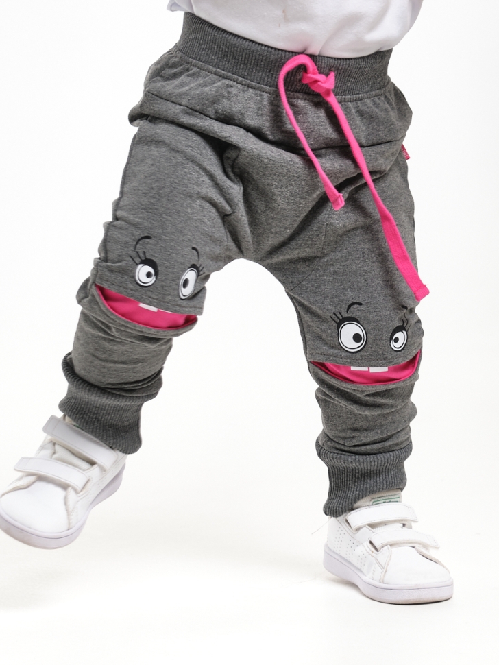 Брюки для девочек Mini Maxi, модель 2246, цвет графит/малиновый - Брючки / джоггеры спортивные