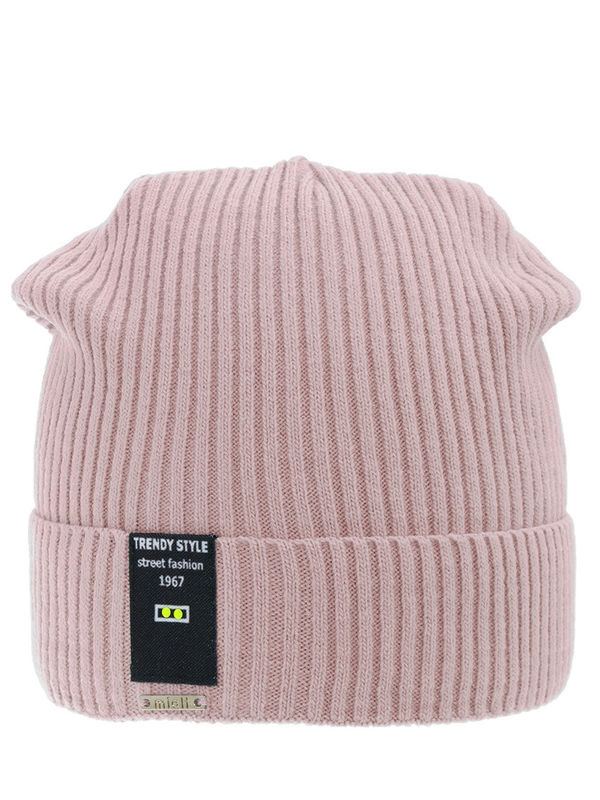Шапка Этикетка, Миалт темно-пудровый, весна-осень - Для девочек весна-осень