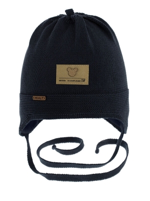 Шапка для мальчика Чебурашка, Миалт темно-синий, весна-осень