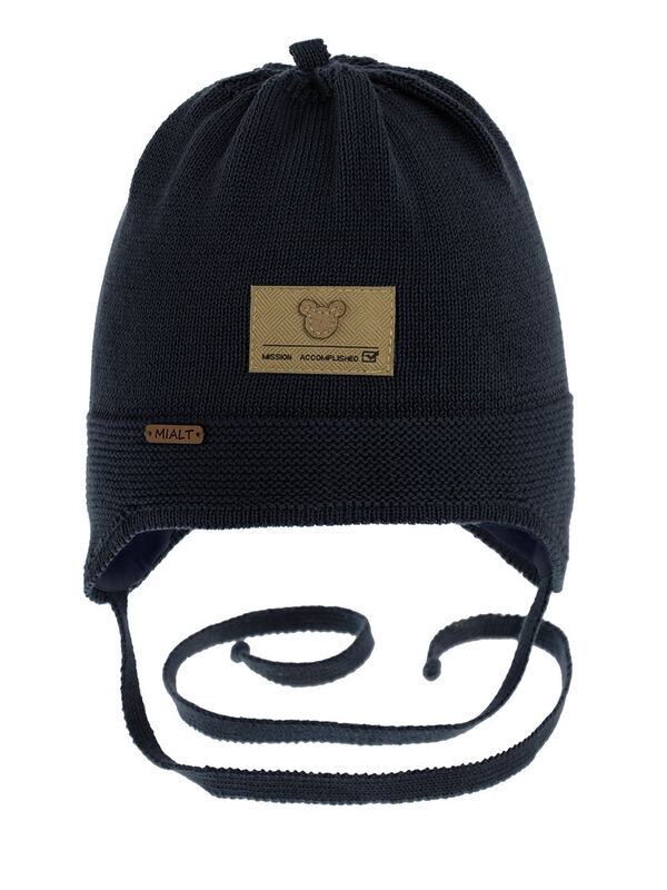 Шапка для мальчика Чебурашка, Миалт темно-синий, весна-осень - Шапки весна-осень