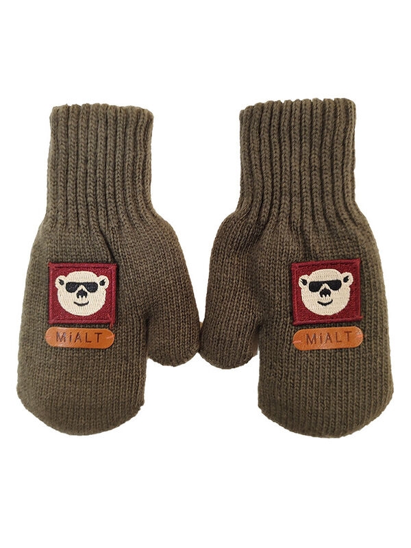 Варежки для мальчика Живчик, Миалт темный-хаки, зима - Варежки