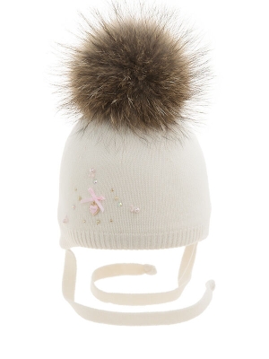 Шапка для девочки Аида, Миалт белый/розовый, зима