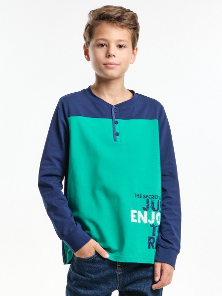 Лонгслив для мальчиков Mini Maxi, модель 4396, цвет синий/бирюзовый - Лонгсливы / футболки - дл. рукав