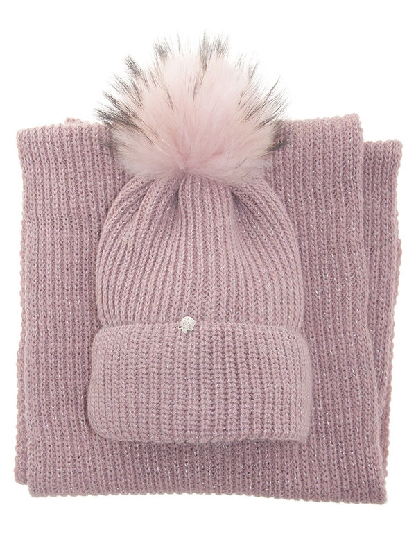 Комплект для девочки Элинор, Миалт пудровый, зима - Комплекты: шапка и шарф