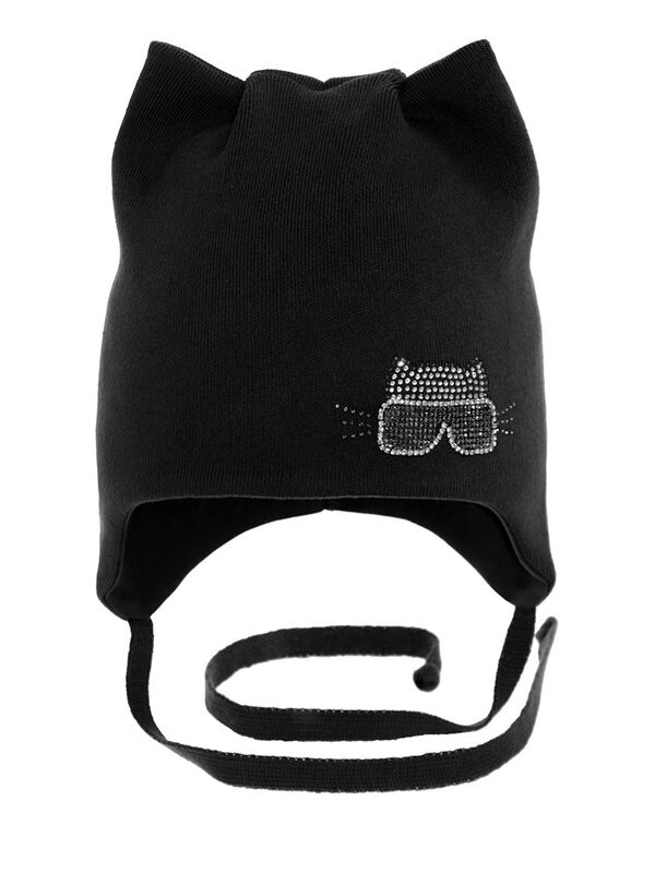 Шапка для девочки Дана, Миалт черный, весна-осень - Шапочки на завязках