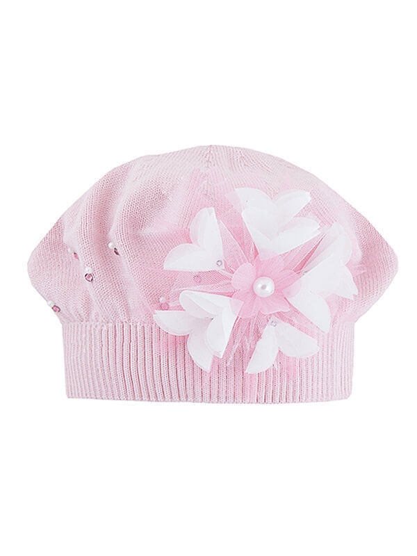 Берет для девочки Виолетта, Миалт бледно-розовый, весна-осень - Береты для девочек
