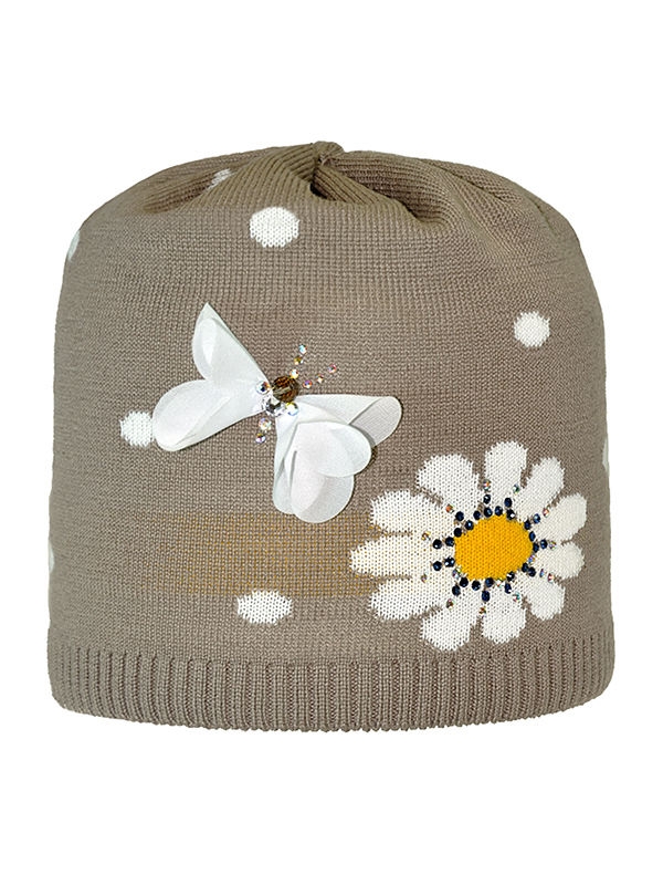 Шапка для девочки Ромашишка, Миалт бежевый, весна-осень - Для девочек весна-осень