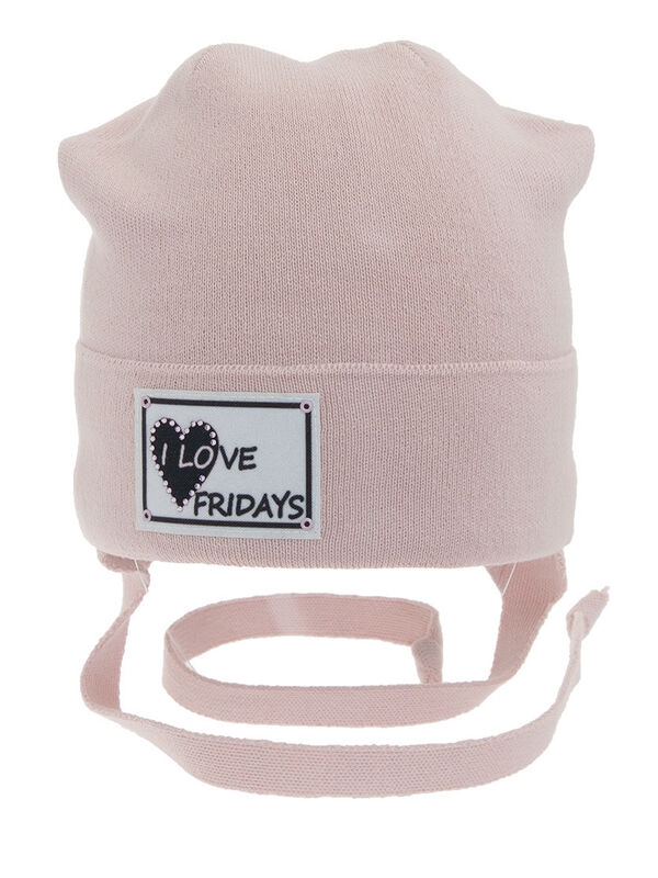 Шапка для девочки Пятница, Миалт пудровый, весна-осень - Шапочки на завязках