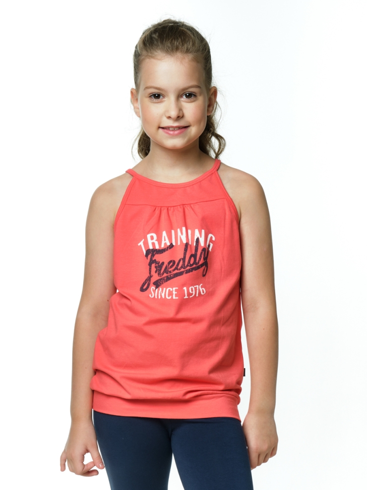 Футболка-топ для девочек Mini Maxi, модель 0791, цвет коралловый - Майки и топы на лето