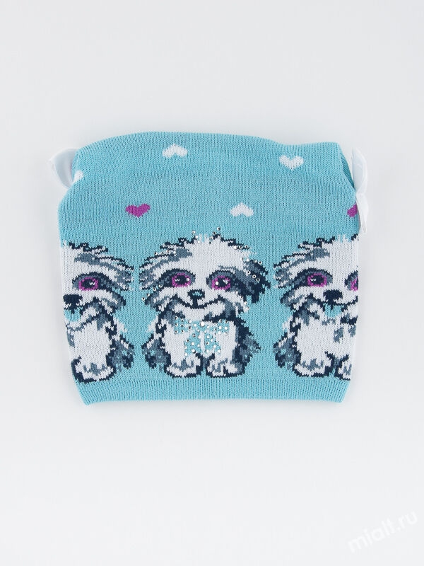 Шапка для девочки Тотошка, Миалт мятный/белый, весна-осень - Для девочек весна-осень