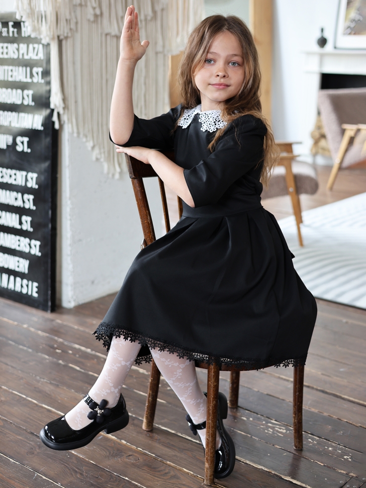 Платье для девочки школьное БУШОН SK1113, цвет черный - 