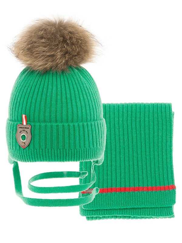 Комплект для мальчика Призер, Миалт ярко-зеленый, зима - Комплекты: шапка и шарф