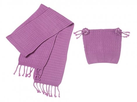Шапка и варежки Сиреневый комплект: шапка,шарф для девочки Play 122035 - Шапки весна-осень