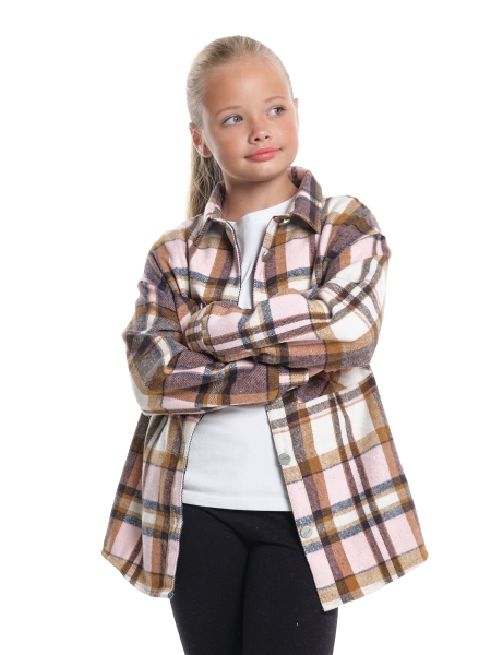 Рубашка для девочек Mini Maxi, модель 7836, цвет розовый/белый/клетка - Рубашки для девочек