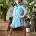 Платье для девочки нарядное БУШОН ST50, цвет голубой, бант, горошек/однотонный