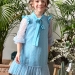 Платье для девочки нарядное БУШОН ST50, цвет голубой, бант, горошек/однотонный
