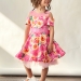 Платье для девочки нарядное БУШОН ST31, стиляги цвет розовый/желтый пояс розовый, принт цветы