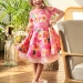 Платье для девочки нарядное БУШОН ST31, стиляги цвет розовый/желтый пояс розовый, принт цветы